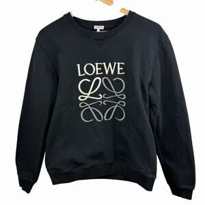 LOEWE Unisex Black Anagram Crewneck Sweatshirt Size M Embroidered Cotton